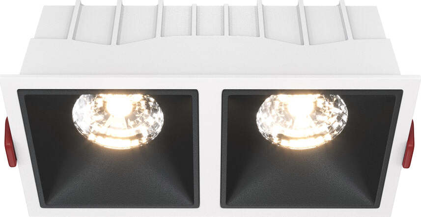 Doppio-Faretto-Da-Incasso-Moderno-Alfa-Led-Alluminio-Bianco-15W-Luce-Calda-Dimm.