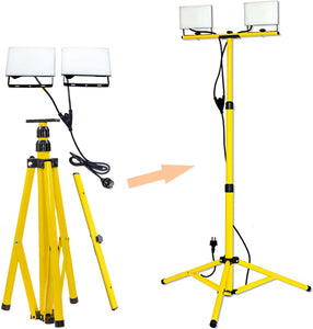 Doppio Faretto Led da Cantiere su Treppiede Telescopico - 4800 lumen - 60Watt - faretti con indice di resistenza IK08 - Impermeabile IP65