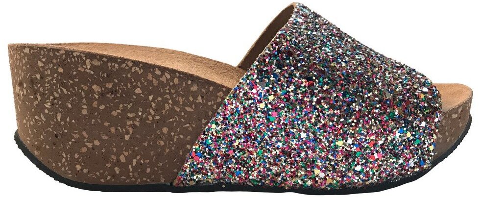 DOREA Ciabatte donna con zeppa glitter multi