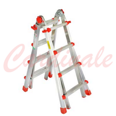 Scala telescopica Alluminio 5 + 5 Gradini Altezza 4.90 Mt Marchetti 20703 Squadra