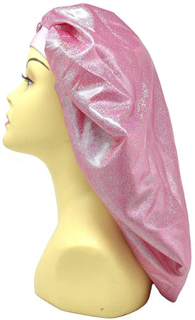 Dread World W-Twinkle Bonnet Jumbo Jumbo Plus Cuffia Capelli in Raso per Dormire Rosa Con Blocco Umidità
