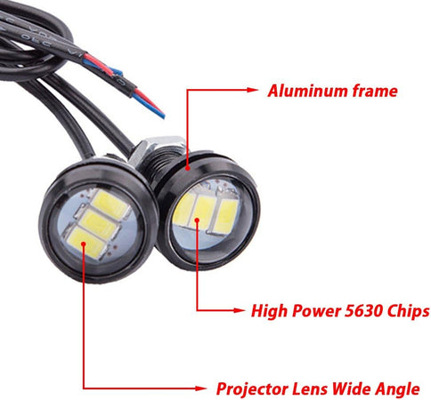 Eagle Eye Luci DRL Diurne Retromarcia Posizione Slim 3W LED auto moto 12V bianco 6000K