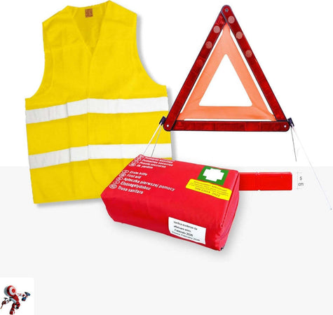 ECOCAR---Kit-Accessori-Auto,-Valigetta-di-Primo-Soccorso-Medica,-Triangolo-Omologato-e-Gilet-Catarifrangente