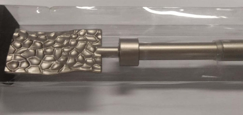 ECOSI'---KIT-ESTENSIBILE-BASTONE-TENDA-+-SUPPORTO-120-210CM---PRONTO-PER-ISTALLAZIONE-A-PARETE---POMELLO-FINALE-RETTANGOLARE-ONDULATO-CROMATO