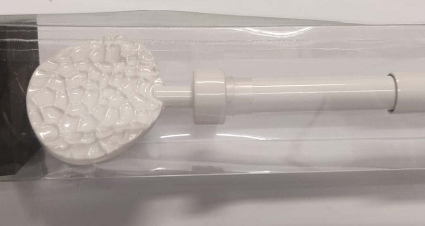 ECOSI'---KIT-ESTENSIBILE-BASTONE-TENDA-+-SUPPORTO-120-210CM---PRONTO-PER-ISTALLAZIONE-A-PARETE---POMELLO-FINALE-TONDO-BIANCO-LACCATO