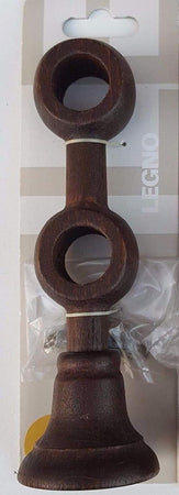 ECOSI'---SUPPORTO-DOPPIO-CHIUSO-PER-BASTONI-D.-20-IN-LEGNO-NOCE-SCURO***