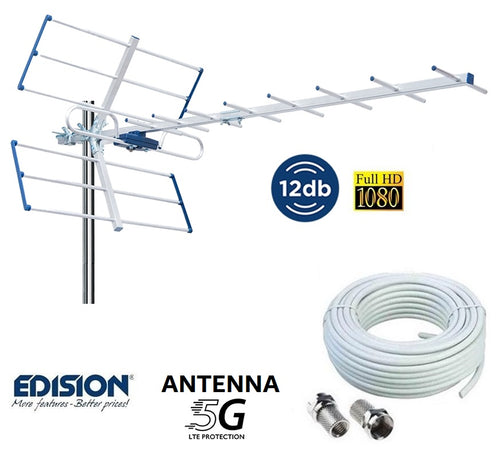 Antenna Digitale Terrestre Banda UHF CH 21-48 con Filtro 5G LTE EDISION YAGI 12db