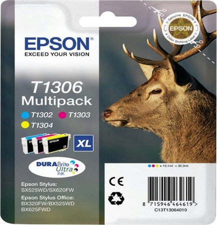 Epson - Multipack Cartuccia ink - C-M-Y - T1306 - C13T13064012 - 10 1ml cad Elettronica/Informatica/Stampanti e accessori/Accessori per stampanti a inchiostro e laser/Cartucce d'inchiostro Eurocartuccia - Pavullo, Commerciovirtuoso.it