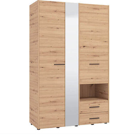 ESSENZA---armadio-2-ante-2-cassetti-con-specchio-cm-127,5-x-55-x-205,5-h-Rovere-Chiaro-Milani-Home