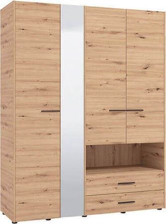 ESSENZA---armadio-4-ante-2-cassetti-con-specchio-cm-161-x-55-x-205,5-h-Rovere-Chiaro-Milani-Home