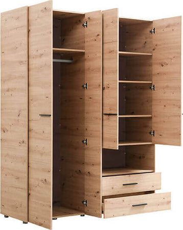 ESSENZA---armadio-4-ante-2-cassetti-con-specchio-cm-161-x-55-x-205,5-h-Rovere-Chiaro-Milani-Home