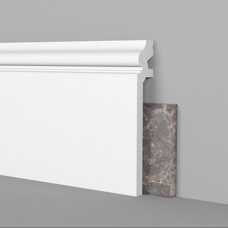 84ml bancale di Battiscopa coprimarmo DUCALE Alto BIANCO 138x22x2000mm in POLIMERI - Polistrutturato - Eternal Parquet