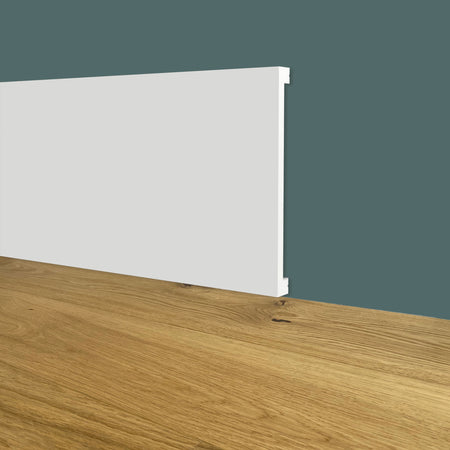 Battiscopa SQUADRATO BIANCO PASSACAVO 120x10x2000mm in POLIMERI - Polistrutturato - Eternal Parquet
