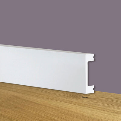 Battiscopa SQUADRATO BIANCO Passacavo 50x20x2000mm in POLIMERI - Polistrutturato - Eternal Parquet