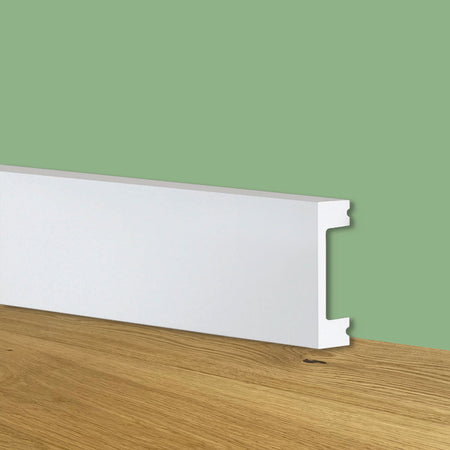 Battiscopa SQUADRATO BIANCO Passacavo 50x20x2000mm in POLIMERI - Polistrutturato - Eternal Parquet