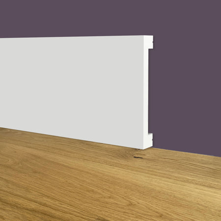 Battiscopa SQUADRATO BIANCO PASSACAVO 60x10x2000mm in POLIMERI - Polistrutturato - Eternal Parquet