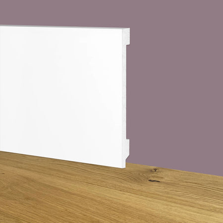 Battiscopa Zoccolino BIANCO Squadrato passacavo 100x15x2000mm in POLIMERI - Polistrutturato - Eternal Parquet