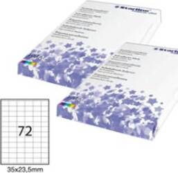 Etichetta adesiva - permanente - 35x23 5 mm - 72 etichette per foglio - bianco - Starline - conf. 100 fogli A4 Cancelleria e prodotti per ufficio/Archivio ufficio e accessori per scrivania/Etichette divisori per schedario e timbri/Etichette ed etichette adesive/Etichette per stampanti Eurocartuccia - Pavullo, Commerciovirtuoso.it