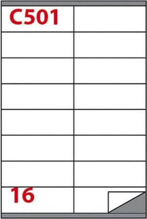 Etichetta adesiva C501 - permanente - 105x36 mm - 16 etichette per foglio - bianco - Markin - scatola 100 fogli A4 Cancelleria e prodotti per ufficio/Archivio ufficio e accessori per scrivania/Etichette divisori per schedario e timbri/Etichette ed etichette adesive/Etichette per stampanti Eurocartuccia - Pavullo, Commerciovirtuoso.it