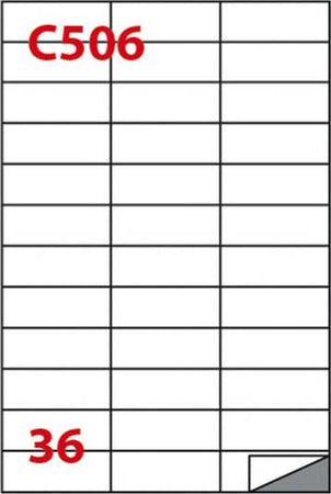 Etichetta adesiva C506 - permanente - 70x24 25 mm - 36 etichette per foglio - bianco - Markin - scatola 100 fogli A4 Cancelleria e prodotti per ufficio/Archivio ufficio e accessori per scrivania/Etichette divisori per schedario e timbri/Etichette ed etichette adesive/Etichette per stampanti Eurocartuccia - Pavullo, Commerciovirtuoso.it