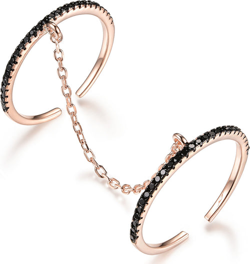 Evideence-Anello-Donna-argento-925-rose-gold-+-rodio-nero-zirconi-neri-misura-regolabile