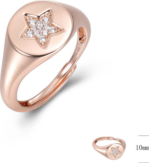 Evideence-Anello-Donna-chevalier-argento-925-rose-gold-zirconi-stella-bianchi-misura-regolabile