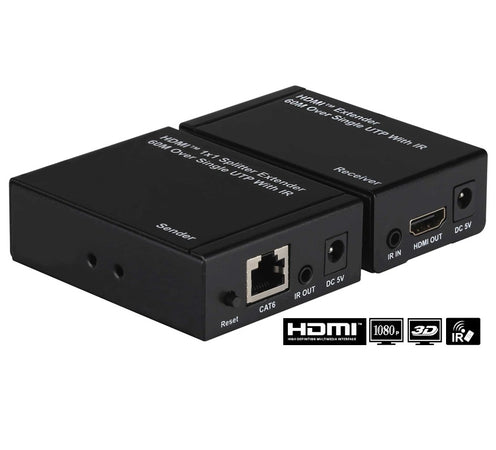 HDMI Extender con IR Single CAT6 fino a 60 Mt