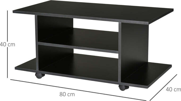 F02-0610A-Mobile-TV-Moderno-con-Ruote,-Mobiletto-TV-in-Legno,-80-×-40-×-40cm-Nero-soggiorno-anche-come-tavolino-da-salotto