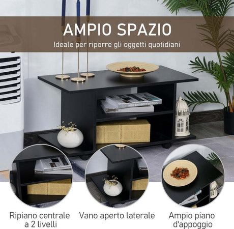 F02-0610A-Mobile-TV-Moderno-con-Ruote,-Mobiletto-TV-in-Legno,-80-×-40-×-40cm-Nero-soggiorno-anche-come-tavolino-da-salotto