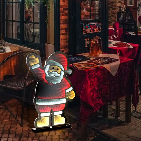 Babbo Natale con base in alluminio Rosso e Bianco che saluta