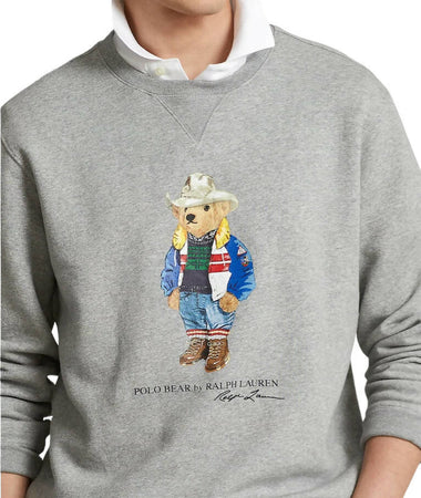 Polo Ralph Lauren Felpa Uomo Polo Bear Men's Sweatshirt Girocollo Stampa Orso Orsetto Polsini A Coste Felpa Senza Cappuccio