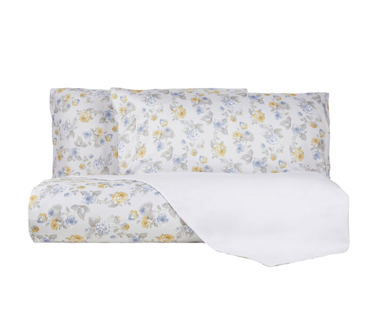 Parure Copripiumino in Raso di puro cotone Romance Azzurro - Vanita di raso