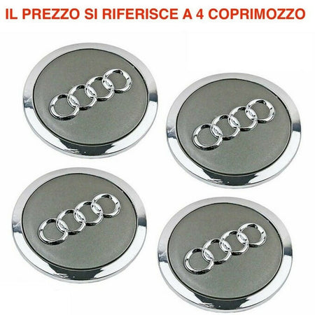 Set Tappi copri mozzo Cerchi in Lega Coprimozzo 61mm Compatibili Audi  Grigio A3 A1 A4 A5 A6 Q5 Q7