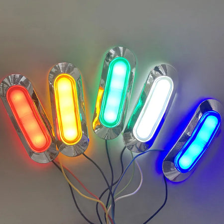 1 Fanalino 12-24V Satinato Luci Laterali Ingombro 4 led VERDE Camper Camion Furgone Posizione Cromato