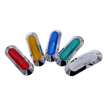 1 Fanalino ROSSO Satinato 4 Led Luci Laterali Ingombro Camper Camion Auto 12-24V Posizione Cromato