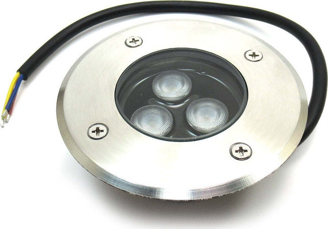 Faretto da Terra Segnapasso Calpestabile Luce Fredda 6000K LED 3W 300 LM Acciaio e Vetro Temperato