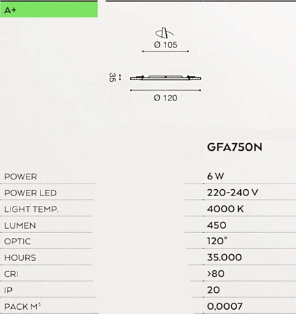 Faretto-incasso-Gea-Led-MAIA-R-GFA750N-6W-LED-termoplastico-lampada-soffitto-cartongesso-interno