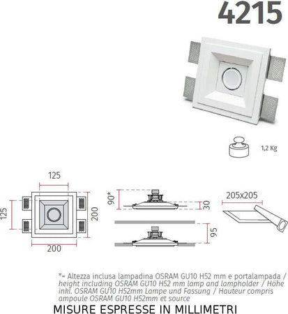 Faretto-incasso-gesso-Belfiore-9010-ARA-4215.35-GU10-LED-orientabile-parete-soffitto
