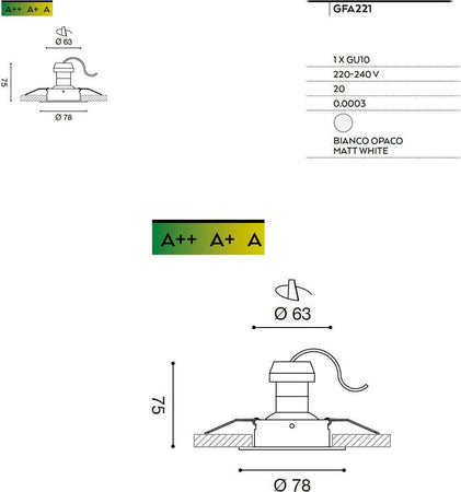 Faretto-incasso-led-moderno-Gea-Led-SIRIUS-GFA221-GU10-alluminio-spot-cartongesso