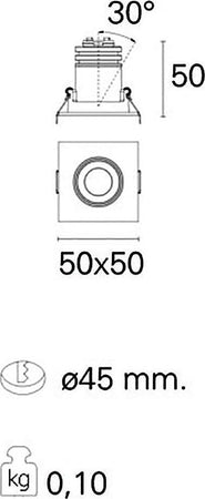 Faretto-incasso-Pan-International-FOCUS-SQUARED-LED-IP20-orientabile-lampada-soffitto-cartongesso