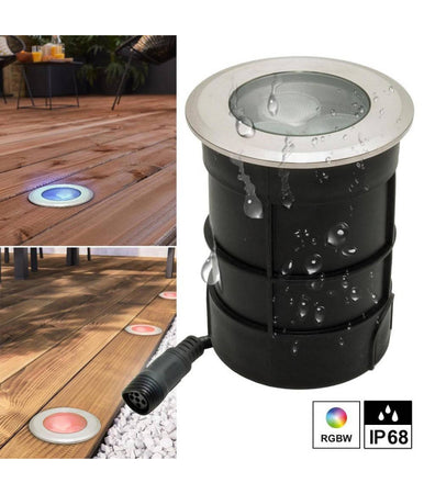 Faretto Led 24v Rgbw Calpestabile Incasso 65mm Ip68 Segnapassi 9 W Rgb 4000k Dmx