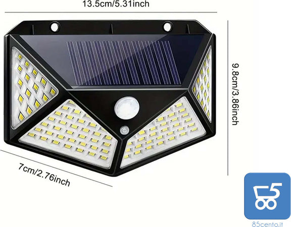 Faretto Solare Led Sensore di Movimento da Parete Esterna 600 LM 1200 mAh 1W
