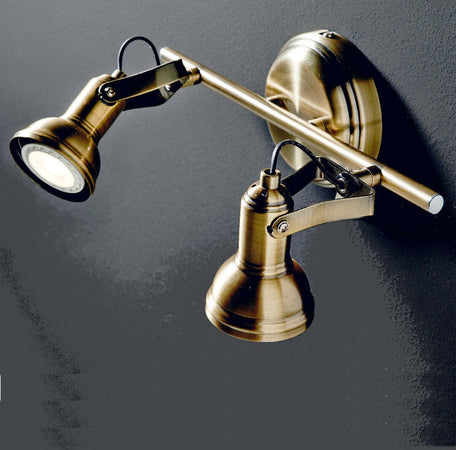 Faretto-spot-rustico-Illuminando-OLD-2-LED-lampada-parete-soffitto-classico-metallo-brunito-orientabile-14W-3000°K-960LM-GU10