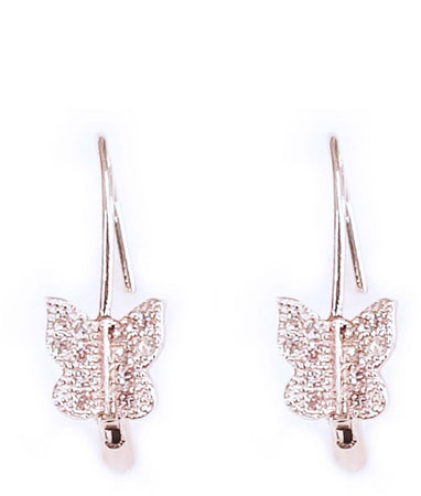 Farfalla Orecchini In Argento 925 Millesimi Farfalla Con Zirconi Taglio Brillante Brillantini Glitter Made In Italy Artigianale