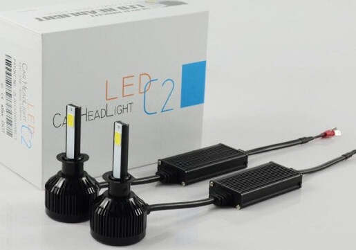 Fari-Led-Per-Auto-C2-H1-Headlight-Fari-Potenti-Con-Protezioni-In-Gomma-3000-Lms