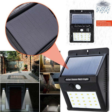Faro-20-Led-Con-Pannello-Solare-Ricaricabile-E-Sensore-Di-Movimento-Per-Esterno