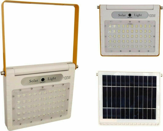 Faro Faretto 100 Watt 50 LED Con pannello Solare Pieghevole Luce Fredda 7000k Illuminazione/Illuminazione per esterni/Proiettori Zencoccostore - Formia, Commerciovirtuoso.it