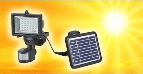 Faro Faretto 60 Led Sensore Movimento E Pannello Solare Ricaricabile Luce Bianca Illuminazione/Illuminazione per esterni/Proiettori Trade Shop italia - Napoli, Commerciovirtuoso.it