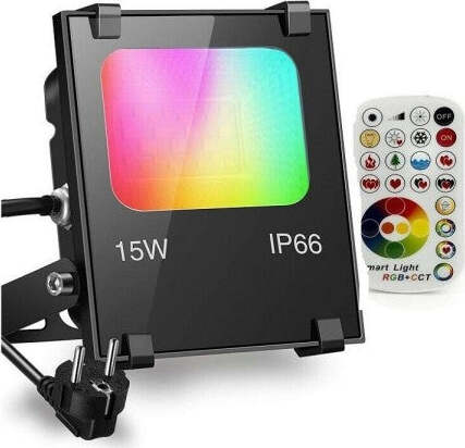 Faro-Faretto-A-Led-Rgb-+-Cct-Per-Esterni-Da-15w-Con-Telecomando-Ir-Proiettore