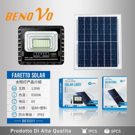 Faro led 120W con pannello solare 8w sensore crepuscolare esterno ip66 150lm/w Illuminazione/Illuminazione per esterni/Proiettori Zencoccostore - Formia, Commerciovirtuoso.it